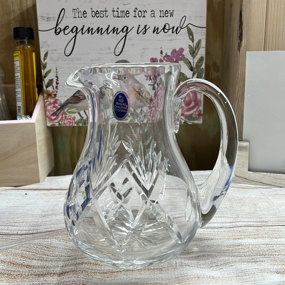 Royal Doulton Other - Vintage 30% Lead Etched Crystal Water Pitcher Royal Doulton Crystal